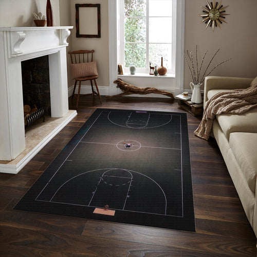 Minimalist Basketball Court Rug, Aerial View Art