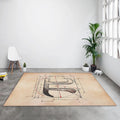 Vintage Pi Symbol Rug, Technical Blueprint Art
