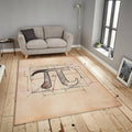 Vintage Pi Symbol Rug, Technical Blueprint Art