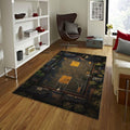 Aerial Basketball Court Rug, Black and Gold