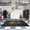 Aerial Basketball Court Rug, Black and Gold