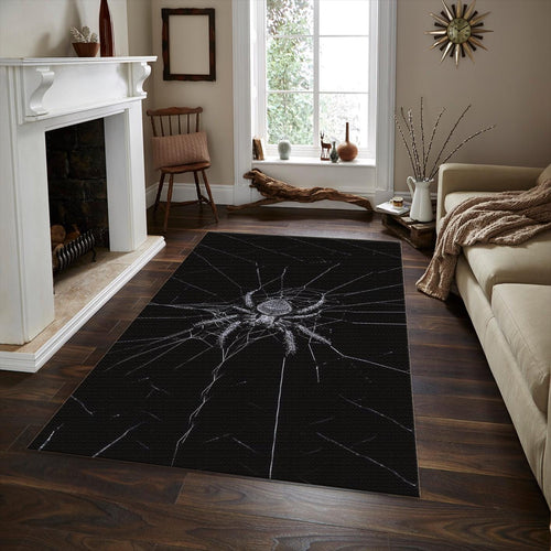Gothic Spider Rug, Black and White Web Art