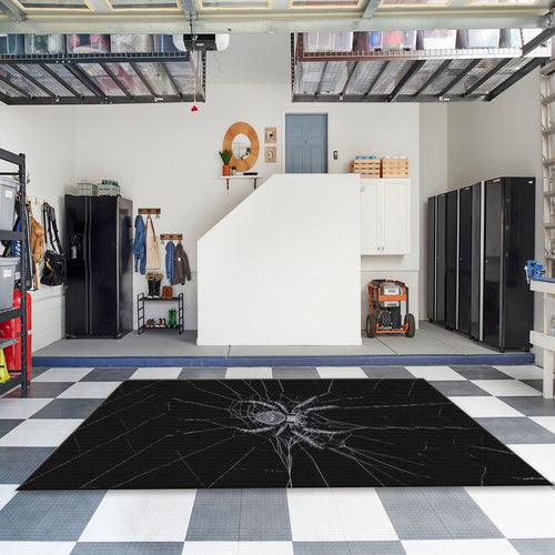 Gothic Spider Rug, Black and White Web Art
