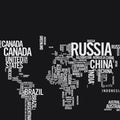 Monochrome World Map Rug, Typographic Text Art
