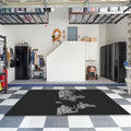 Monochrome World Map Rug, Typographic Text Art