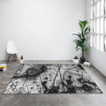 Vintage World Map Rug, Monochrome Art
