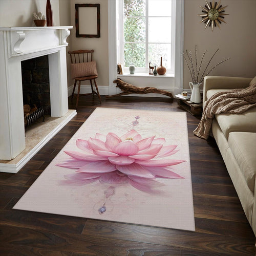 Pink Lotus Flower Rug, Spiritual Meditation Decor