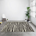 Abstract Zebra Print Rug, Black and White