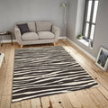 Abstract Zebra Print Rug, Black and White