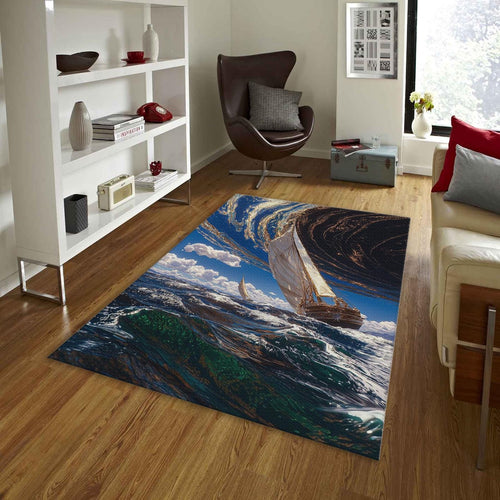 Stormy Sea Rug, Celestial Abstract Sky