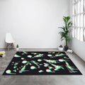 Glitch Art Rug, 3D Anaglyph Effect Dark Abstract Decor Edgy Room