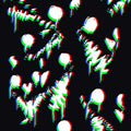 Glitch Art Rug, 3D Anaglyph Effect Dark Abstract Decor Edgy Room