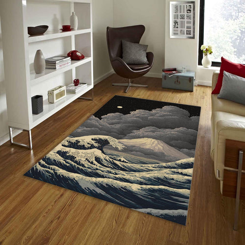 Great Wave Rug, Japanese Ukiyo-e Style