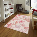 Pink Coastal Rug, Watercolor Sea Turtle