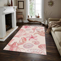 Pink Coastal Rug, Watercolor Sea Turtle