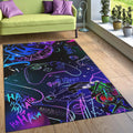 Neon Gamer Rug, Graffiti Controller Art