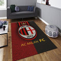 AC Milan Rug, Red Black Leather Texture