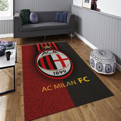 AC Milan Rug, Red Black Leather Texture