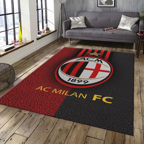 AC Milan Rug, Red Black Leather Texture