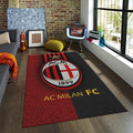 AC Milan Rug, Red Black Leather Texture