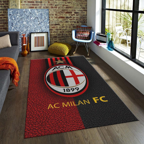 AC Milan Rug, Red Black Leather Texture