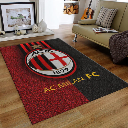 AC Milan Rug, Red Black Leather Texture