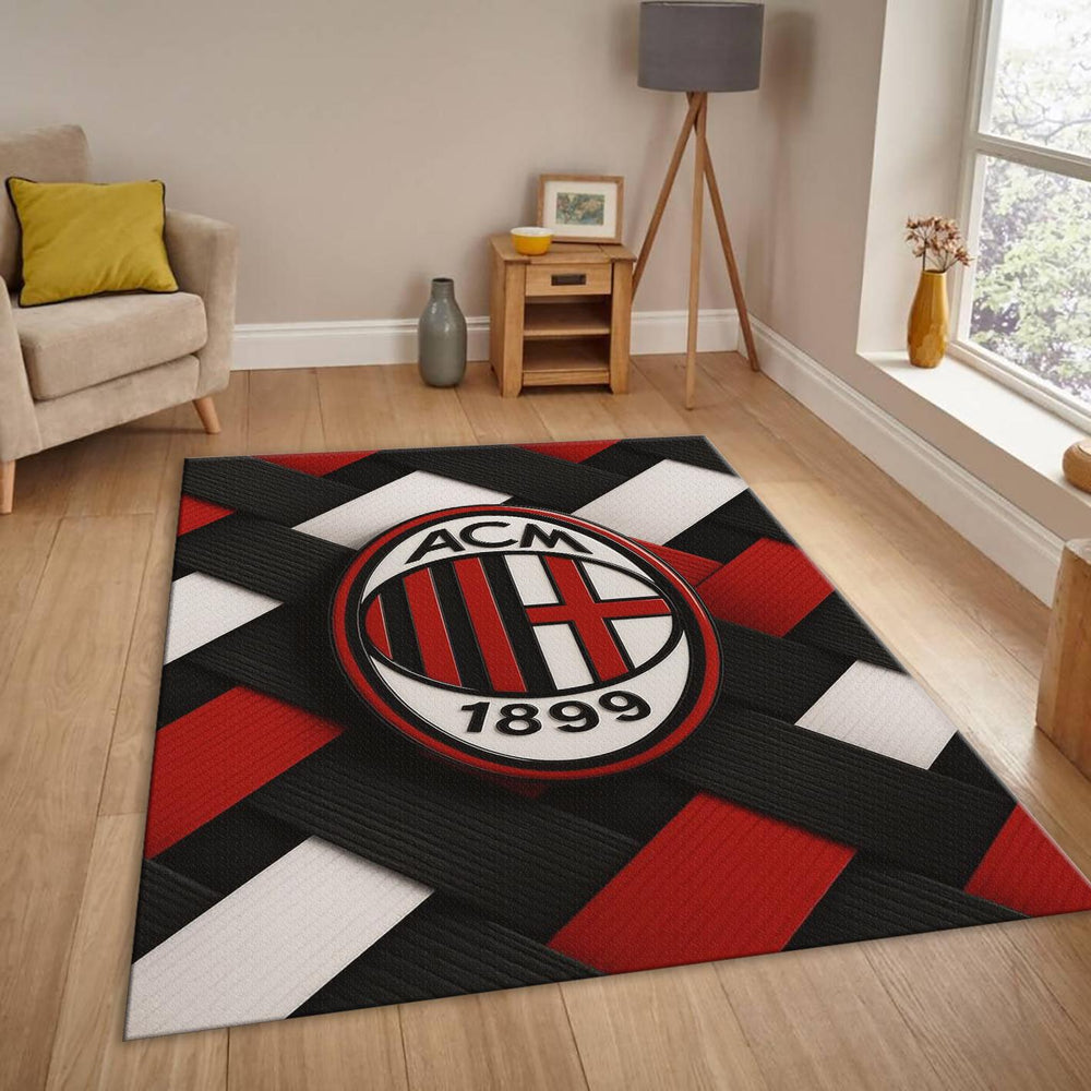 AC Milan Rug, Woven Texture Design Rossoneri Football Art 3D