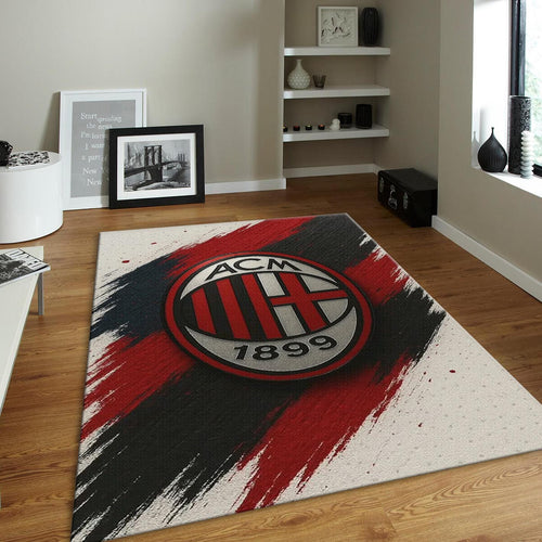 AC Milan Rug, Red Black Brush Strokes