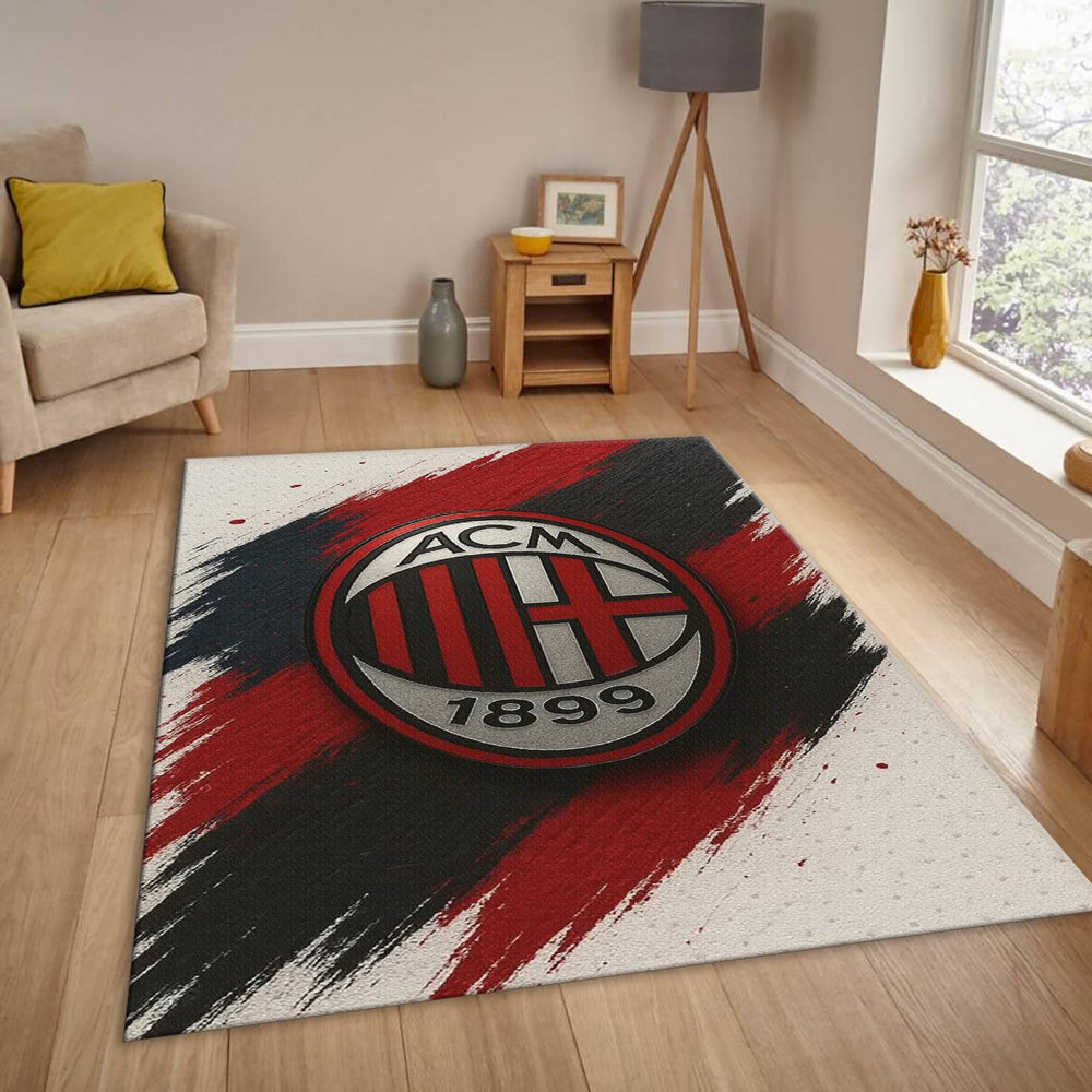 AC Milan Rug, Red Black Brush Strokes