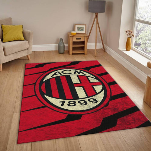 AC Milan Rug, Red Black Zigzag Pattern