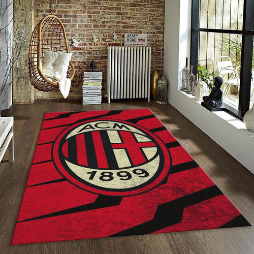 AC Milan Rug, Red Black Zigzag Pattern