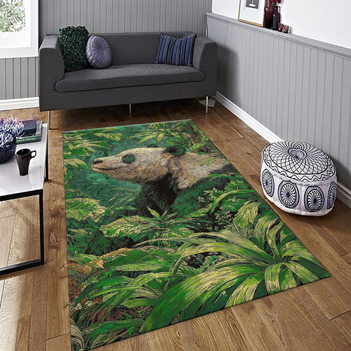 Panda Bear Rug, Lush Jungle Forest Art