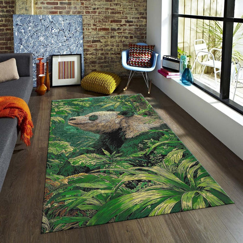 Panda Bear Rug, Lush Jungle Forest Art