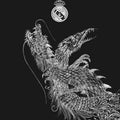 Real Madrid Dragon Fantasy Art Rug Two-Headed Beast Black White