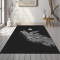 Real Madrid Dragon Fantasy Art Rug Two-Headed Beast Black White