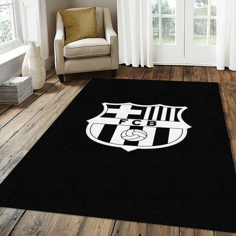 FC Barcelona Minimalist Black White Crest Rug