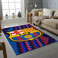 FC Barcelona Vibrant Zig-Zag Rug Red Blue Gold Crest Barça Logo