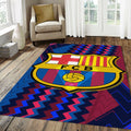 FC Barcelona Vibrant Zig-Zag Rug Red Blue Gold Crest Barça Logo