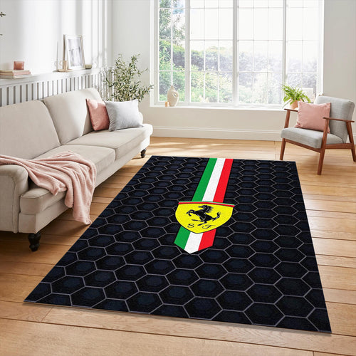 Ferrari Italian Flag Tricolore Rug Honeycomb Mesh Prancing Horse