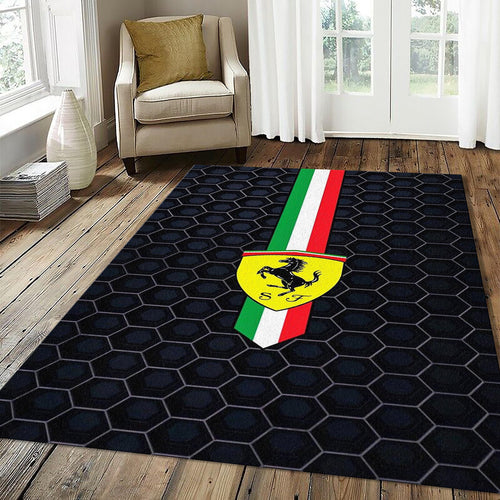 Ferrari Italian Flag Tricolore Rug Honeycomb Mesh Prancing Horse