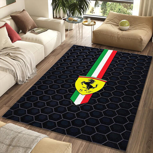 Ferrari Italian Flag Tricolore Rug Honeycomb Mesh Prancing Horse