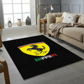 Classic Ferrari Shield Logo Rug Minimalist Black Prancing Horse