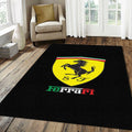 Classic Ferrari Shield Logo Rug Minimalist Black Prancing Horse