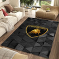 Lamborghini Logo Rug Black and Gold Shield Bull Mat Luxury Exotic