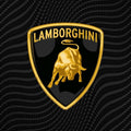 Lamborghini Carbon Fiber Logo Rug Black Gold Technical Bull