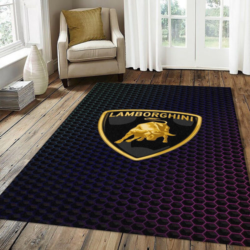Lamborghini Neon Honeycomb Rug Futuristic Multicolor Gaming Bull