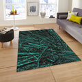 Abstract Geometric Rug, Teal and Black Decor