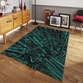 Abstract Geometric Rug, Teal and Black Decor