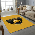 Lamborghini Gold Logo Rug Minimalist Yellow Background Bull