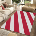 Diagonal Red White Stripe Knit Rug Cozy Woven Texture Area Mat